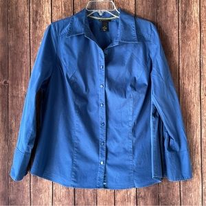 Lane Bryant Blue Long Sleeve Button Up Blouse Size 18